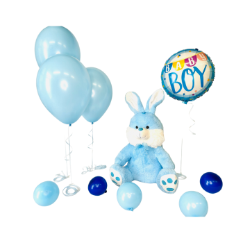 Rabbit 45-55εκ γαλάζιος με μπαλόνια